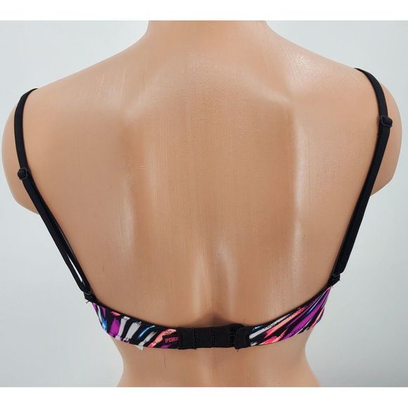 Victoria's Secret Pink Wear Everywhere Lightly Lined Black Multicolored Bra 32D - Picture 2 of 5